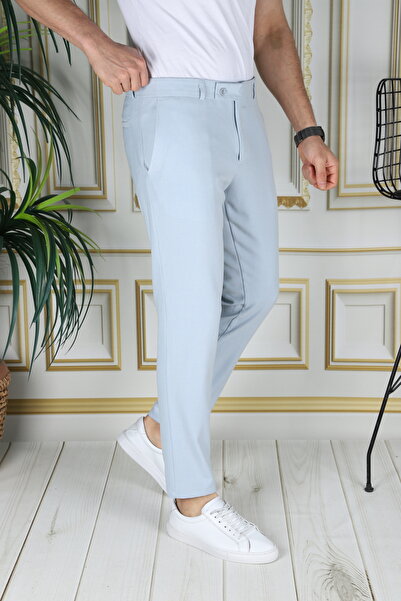 Gavazzi Men's Ice Blue Color Italian Cut Quality Flexible Lycra Fabric Ankle Length Pants