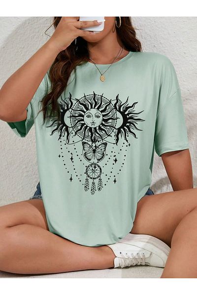 MOONBULL Γυναικείο μπλουζάκι Butterfly Sunshine Printed Oversize