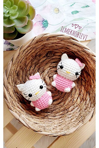 ilmekhobievi Amigurumi Hello Kity Baby Anahtarlık-Oyuncak Organic Pembe 6cm (...