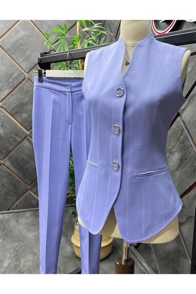 nodilife Çıtçıt Yelekli Takım Elbise Lila