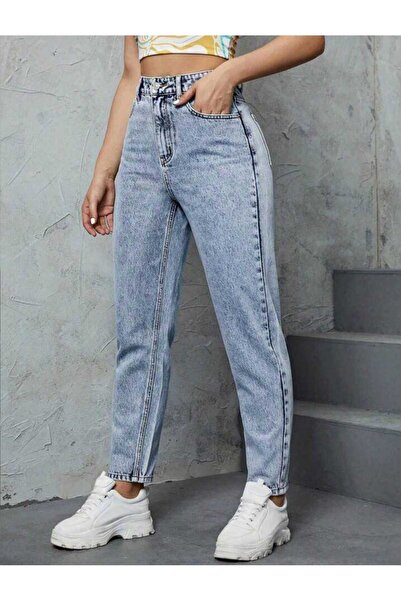 Livik Snow Wash Mom Jean Ψηλόμεσο τζιν παντελόνι Lycra Colorfast Εξαιρετικά άνετο