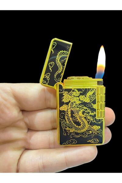 Silvio Monetti SARI SİYAH EJDERHA DESENLİ YANDAN ÇARKLI GAZLI ÇAKMAK 109308