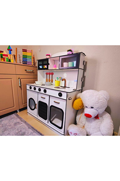 bahadır grup Oyuncak Mutfak, Ahşap Oyuncak Mutfak, 6.4 MM MDF, Montessori Mut...
