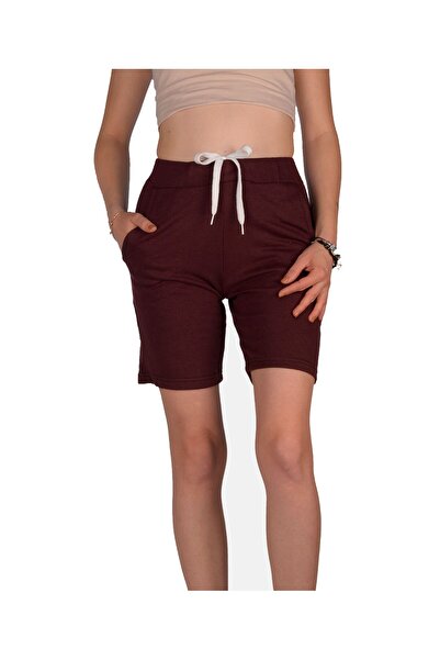 ACR Giyim Tekstil Forma Baskı Γυναικείο σορτς Plum Color Άνετο Καλούπι