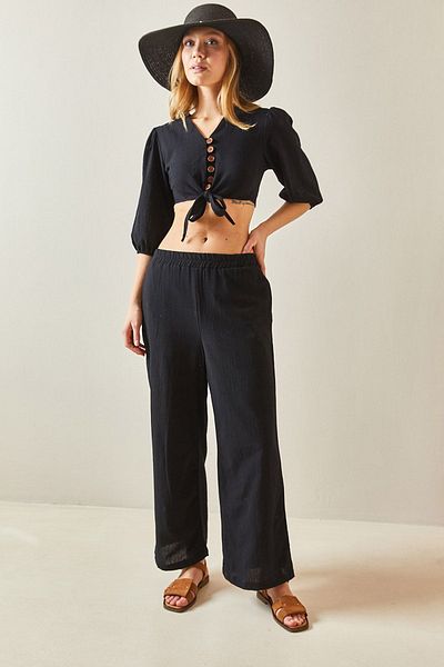 XHAN Black Front Tied Fakir Arm Textured Set 4KXK8-47939-02