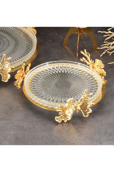 HELVACIOĞLU AKSESUAR Παρουσίαση Butterfly Laser Glass 16 cm Χρυσό