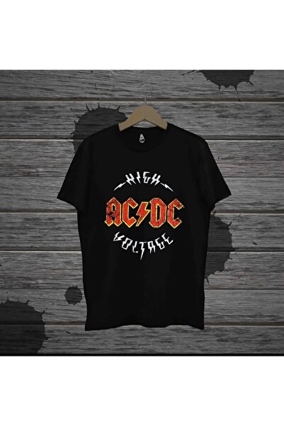 Le Savu Μπλουζάκι Ac-Dc με τύπωμα Unisex Μαύρο Χρώμα oversized Le Savu