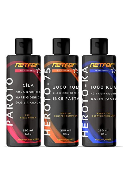 Netfer 3'lü Ince Kalın Pasta Cila Set - 3x250 Ml