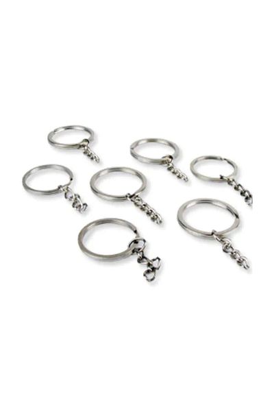 Hyd 100Pcs Silver Amigurumi Macrame Keychain - with Chain and Key