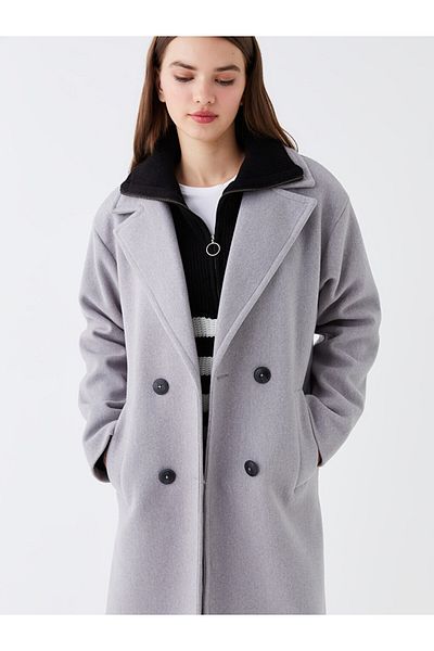 LC Waikiki Plain Stamped Women's Coat - Jacket Collar