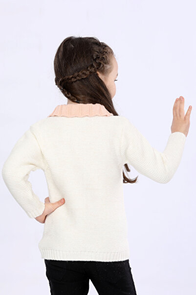 OUR KİDS Girl's Regular Fit Shirt Collar Buttoned Cardigan