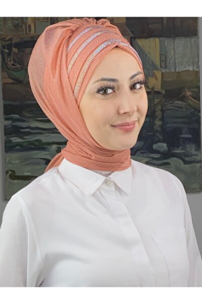 BUTİKAMBAR Lüks Topkapı Model Taşlı Simli Kısa Abiye Açık Bakır Hazır Şal - B...