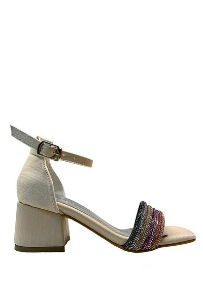 Tuğba Ortopedi 01 Pantofi de seară cu toc de piatră de culoare aurie pentru fete