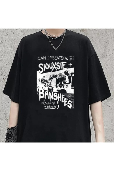 Le Savu Μπλουζάκι Siouxsie Banshees με τύπωμα σε μαύρο χρώμα Unisex oversized...
