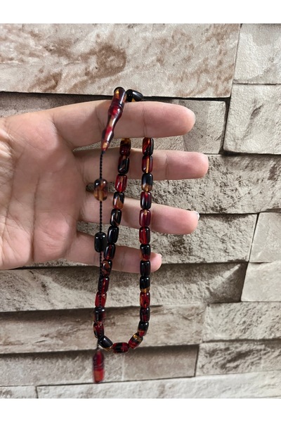 Gold Garden KEHRİBAR ZARLI AHŞAP KUTULU SIKMA KEHRİBAR TESBİH SETİ