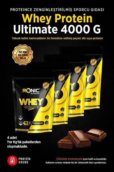 Ronic Nutrition Whey Protein Powder Ultimate 4000 G Protein Powder for Muscle Building (CHOCOLATE AROMAL) Hd-03