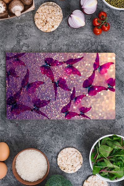home dekors Red Butterflies Glass Cutting Board Chopping Board Gift