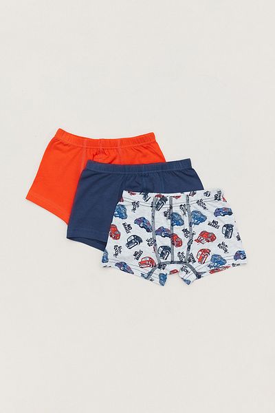 Fulla Moda Car Printed Boy's 3-Piece Boxer