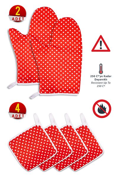 Morlay 6 Piece Oven Gloves and Pot Holder Kitchen Set & 220 Degree Heat Resistant