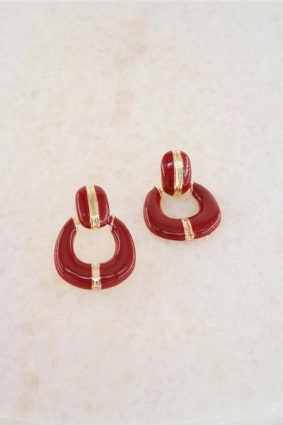 By Zeyna Aksesuar Women's Vip Series Dangle Enamel Earring Set