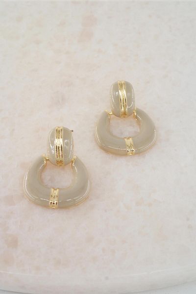 By Zeyna Aksesuar Women's Vip Series Dangle Enamel Earring Set