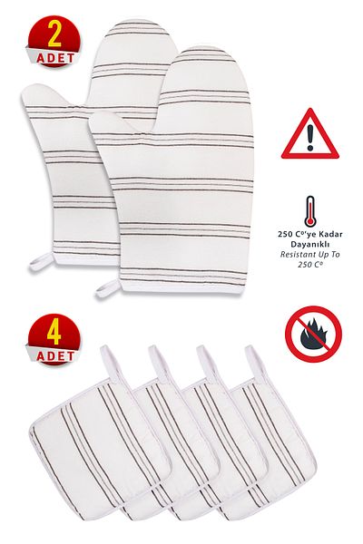 Morlay 6 Piece Oven Gloves and Pot Holder Kitchen Set & 220 Degree Heat Resistant