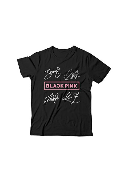 MAGORS Bisiklet Yaka Blackpink Baskılı Unisex Kısa Kollu Çocuk Tshirt