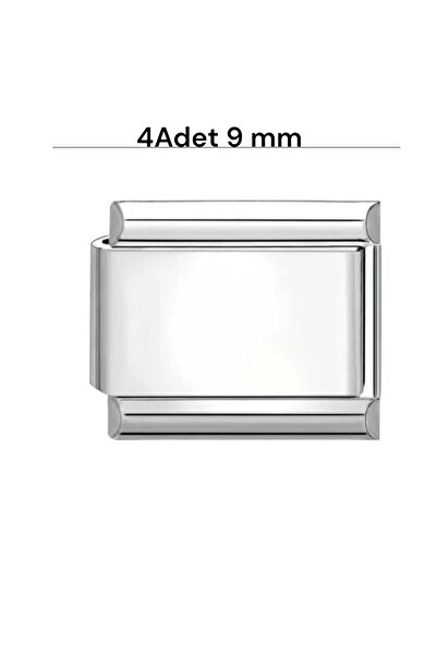 Eva Rose Çelik Gümüş Yazısız Italyan Charm Esnek Bileklik 4 Adet Parça Link 9mm