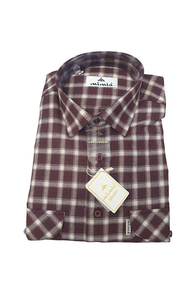 Mimka WINTER PLAID PATTERNED FATHER SHIRT DOUBLE POCKET