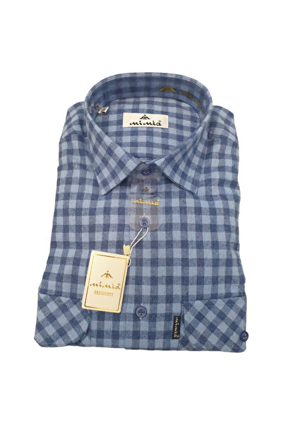 Mimka KIŞLIK EKOSE DESENLİ BABA GÖMLEĞİ ÇİFT CEPLİ