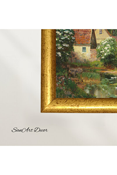 Sanart Pictură de epocă cu cadru, pictură în ulei, pictură înrămată, decor artistic, pictură peisaj