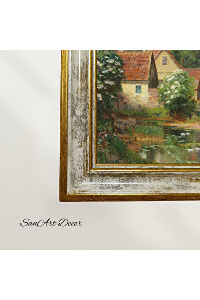Sanart Vintage Painting with Frame, Oil Painting, Framed Painting, Artistic Decor, Landscape Painting