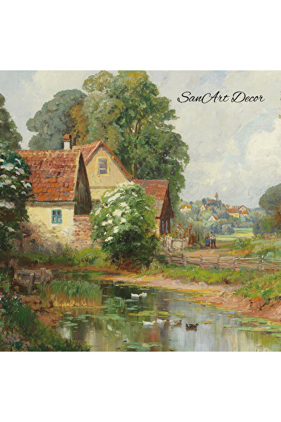 Sanart Pictură de epocă cu cadru, pictură în ulei, pictură înrămată, decor artistic, pictură peisaj