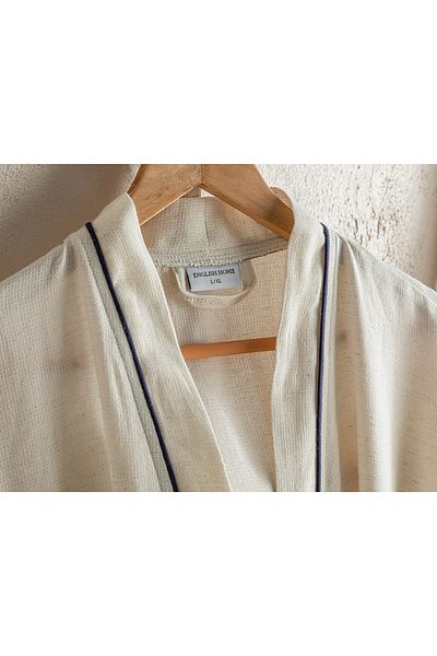 English Home Μπουρνούζι Lola Beige-Navy Blue - Βαμβακερό λινό Loincloth