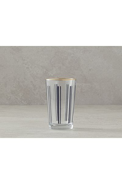 English Home Modern Line Glass Set of 6 - Brown Colored Side Glasses Black