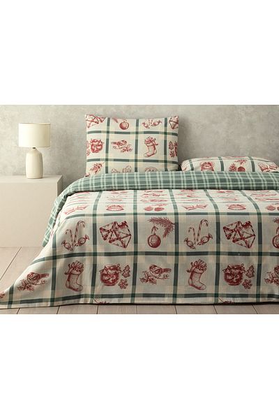 English Home Winter Joy Flannel Single Duvet Cover Set Green