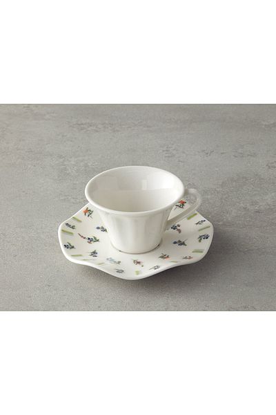 English Home Pleasant Porcelain 4 Pieces Coffee Cup Set for 2 Persons Green-Blue