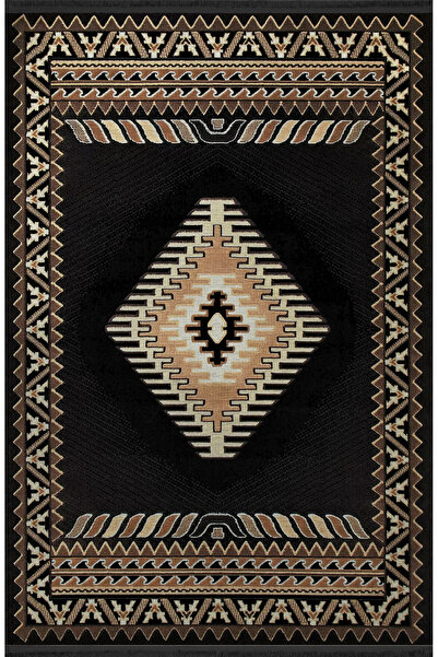 Rugs Modern Halı Μαύρο θεματικό έθνικ παραδοσιακό μοτίβο με μοτίβο με κρόσσια...