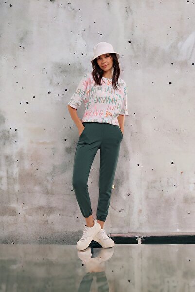 HAKKE Women's Green Pocket Sweatpants