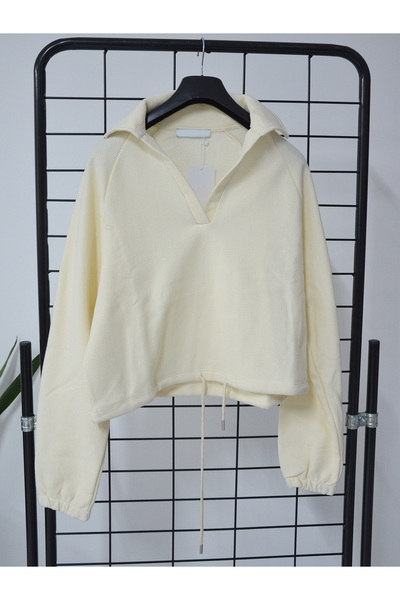 REFA COLLECTİON Ekru Crop Sweatshirt