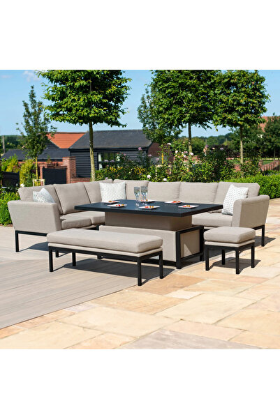 Passion Veluto Özel Tasarım Ayarlı Masa Detaylı Bahçe Mobilyası L Köşe Dış Me...