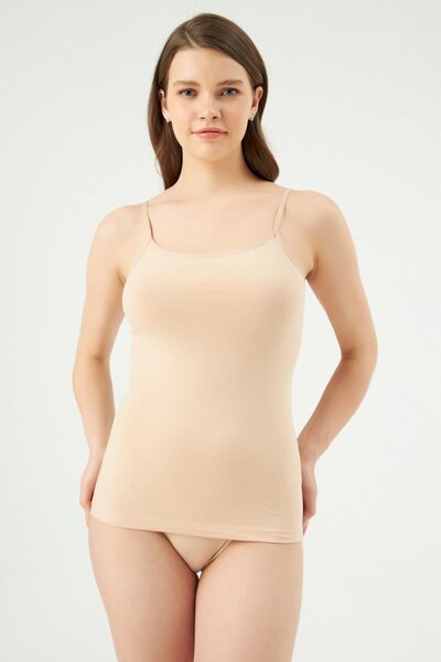 Eros Women's Natural Cotton Undershirt with Rope Strap / 2 Pieces