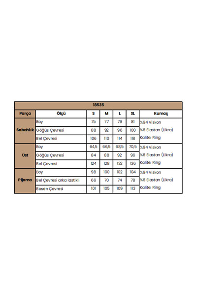 MONAMİSE Monamise Kadın Dantelli Önü Düğmeli Hamile Lohusa 3'lü Pijama Takımı 18535