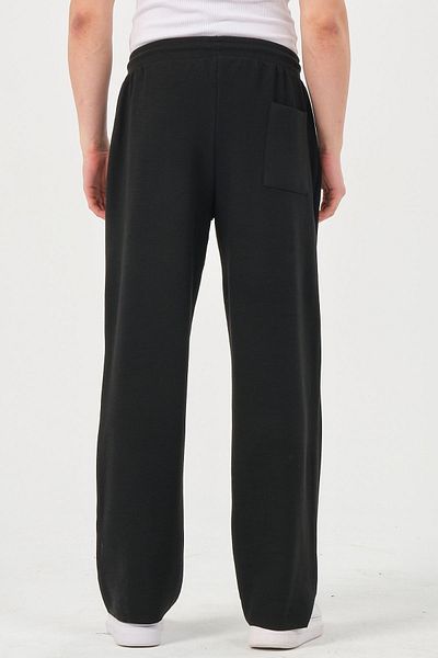 RELAXL Baggy Fit Wide Leg Elastic Waist Men's Sweatpants Black
