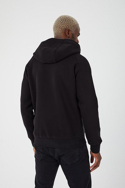UNIQROY Fiber Filled Hooded Quilted Relaxed Fit Sweatshirt Black