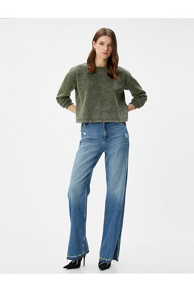 Koton Basic-Sweatshirt mit Rundhalsausschnitt, waschbar