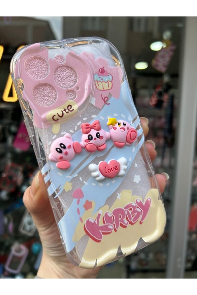 OVADA iPhone 14 Pro 3D Kirby Desenli Dalgalı Özel Çerçeve Tasarımlı Silikon Premium Kılıf