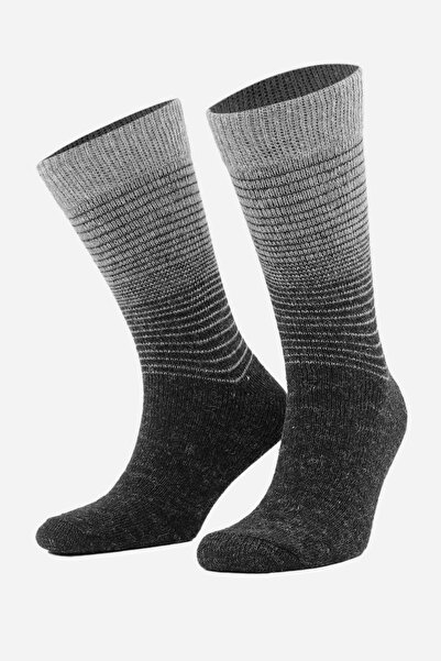 Mısırlı Erkek Alpaka Yünü Kışlık 2 Çift Gri/antrasit Soket Çorap M 3098 Ga