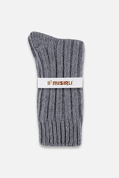Mısırlı Unisex 5 Kat Alpaka Yünü Kışlık Tekli Gri Soket Çorap M 3094 G