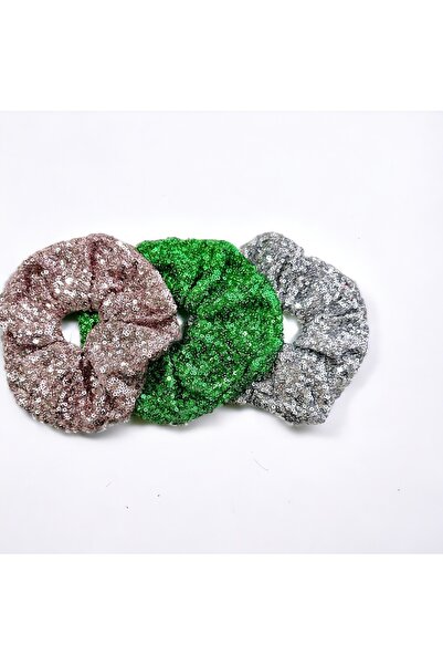 alsaccessories Scrunchie Simt Scrunchie pentru femei, pudră triplă cu paiete,...